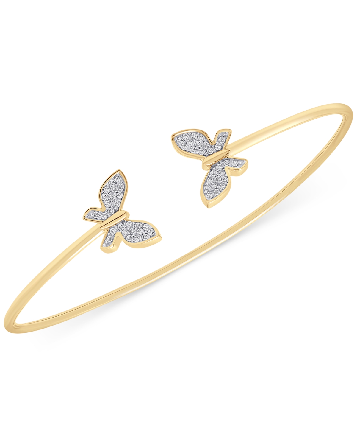 Diamond Butterfly Cuff Bangle Bracelet (1/6 ct. t.w.) in 14k Gold, Created for Macy's - Yellow Gold