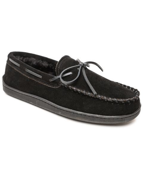 Мужские тапочки Minnetonka Pile Lined Hardsole Wide Width Slipper, цвет: Чёрный