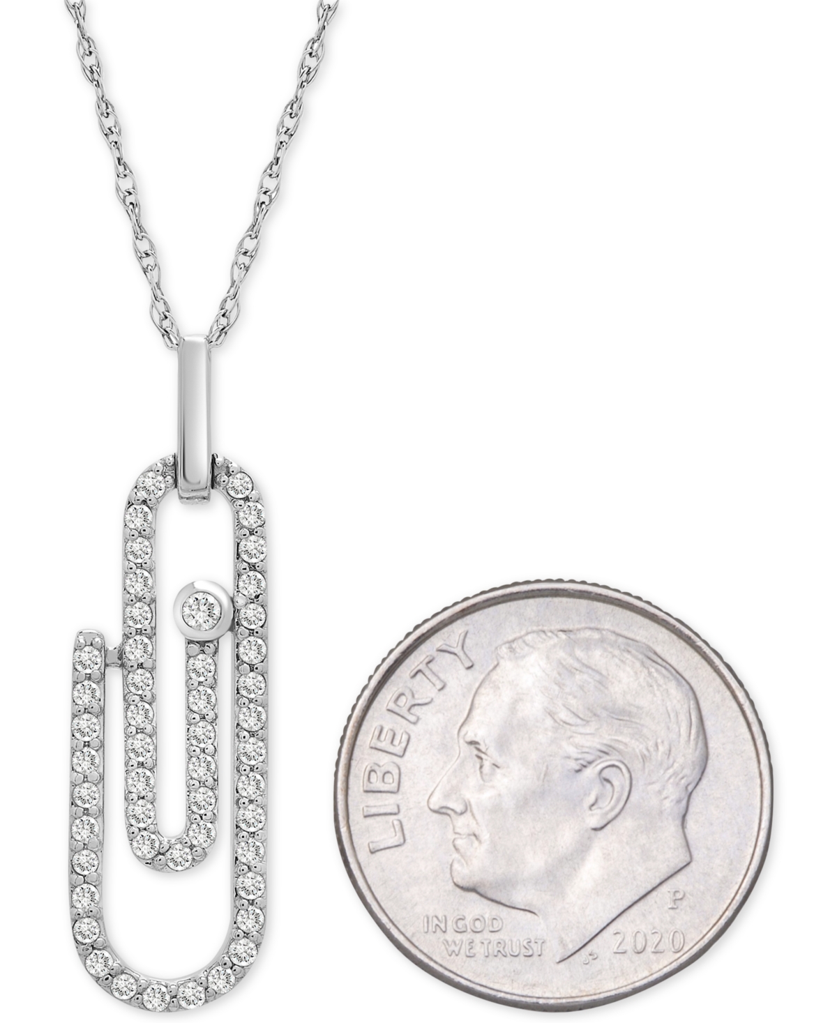 Wrapped Diamond Paperclip Pendant Necklace (1/3 ct. t.w.) in 14k 18