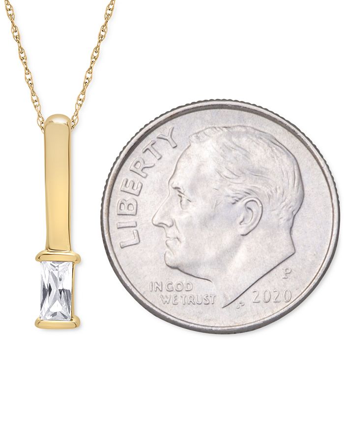 Wrapped - Diamond Baguette Drop Pendant Necklace (1/10 ct. t.w.) in 14k Gold, 16" + 2" extender