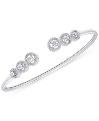 Wrapped - Diamond Multi-Halo Cuff Bangle Bracelet (1/4 ct. tw) in Sterling Silver