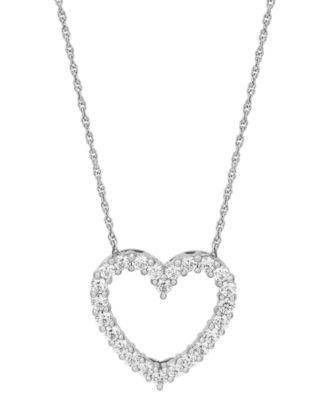 Cubic Zirconia Heart Pendant Necklace in Sterling Silver