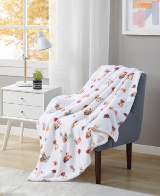 Whim By Martha Stewart Collection Holiday Corgi Printed Plush Throw 