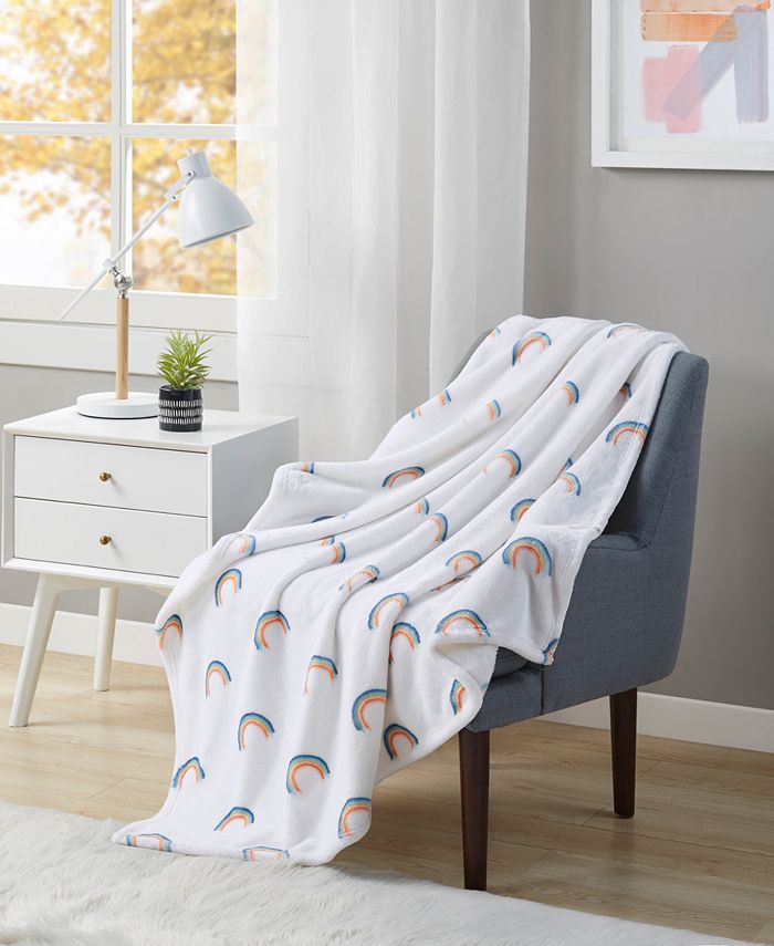 Whim by Martha Stewart Rainbow Printed Plush Throw, Created for Macy's