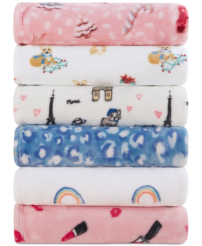 Whim by Martha Stewart Printed Plush Throw, Created for Macy's Macy's