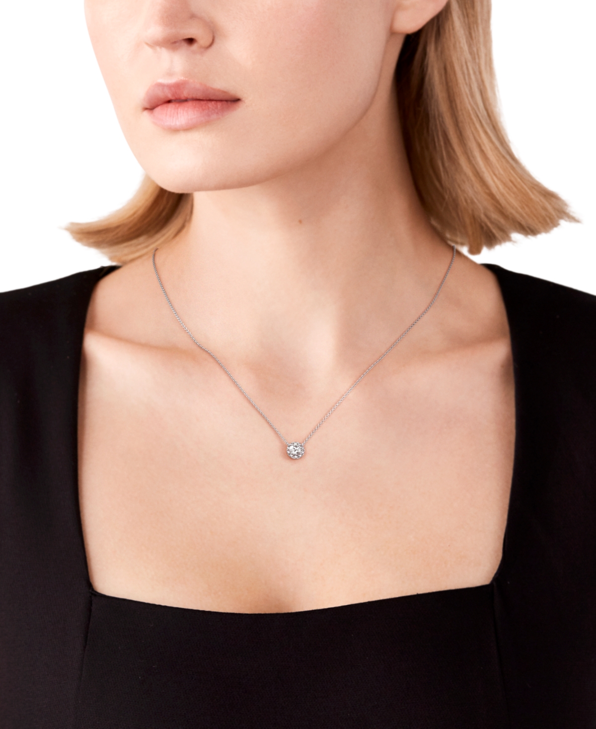 Portfolio by De Beers Forevermark Diamond Halo Pendant Necklace (1 ct. t.w.) in 14k + extender - White Gold