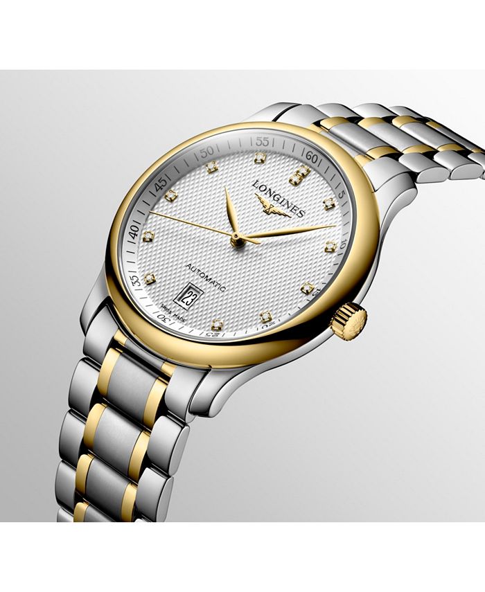 Longines Men's Swiss Automatic Master Diamond Accent 18k Gold and