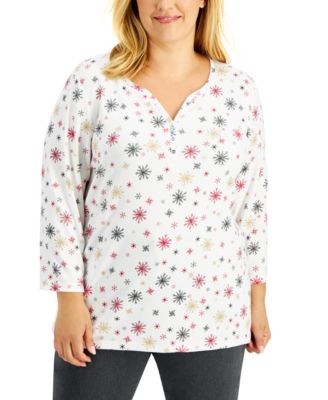 Printed Split-Neck Top, Created for Macy's