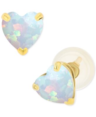 Lab-Grown Opal Heart Stud Earrings (3/8 ct. t.w.) in Sterling Silver
