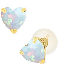 Lab-Created Opal Heart Stud Earrings (3/8 ct. t.w.) in Sterling Silver