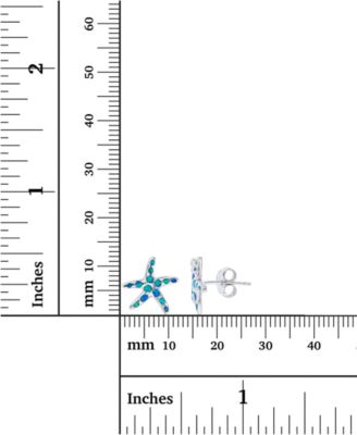 Lab-Created Blue Opal Starfish Stud Earrings in Sterling Silver