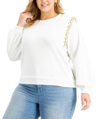 macys plus size white blouses