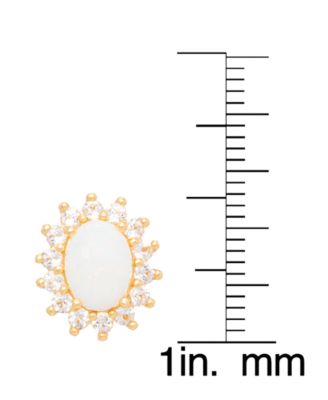 Macy's Opal (1-3/8 ct. t.w.) and White Topaz (9/10 ct. t.w.) Stud Earrings in 18k Gold-Plated Sterling Silver