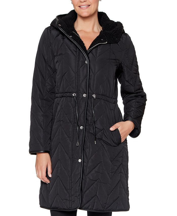 Vince Camuto Petite Hooded Quilted Coat, Created for Macy's - Macy's