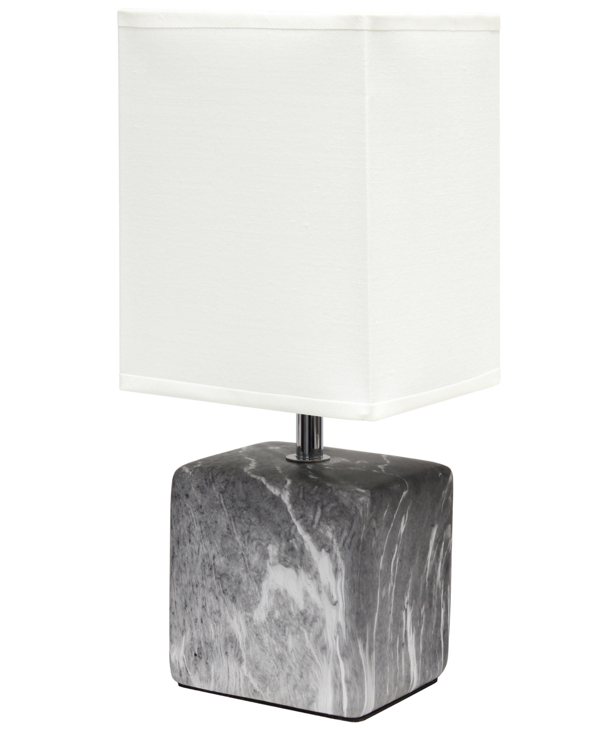 Simple Designs Petite Table Lamp With Shade In Black Base,white Shade