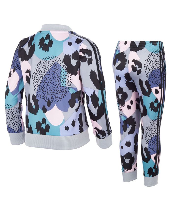 adidas Toddler Girls Zip Front Printed Tricot Jacket and Jogger, 2 Piece Set & Reviews - Sets