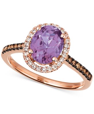 Le Vian - Deep Sea Blue Topaz (2 ct. t.w.) & Diamond (1/4 ct. t.w) Rng in 14k Rose Gold (Also in Blue Topaz, Citrine, Green Quartz, Peridot, Amethyst, Dark Amethyst, Opal & Sky Blue Topaz)