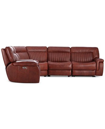 Furniture - Thaniel 6-Pc. Leather Sectional with 2 Power Recliners and 1 USB Console