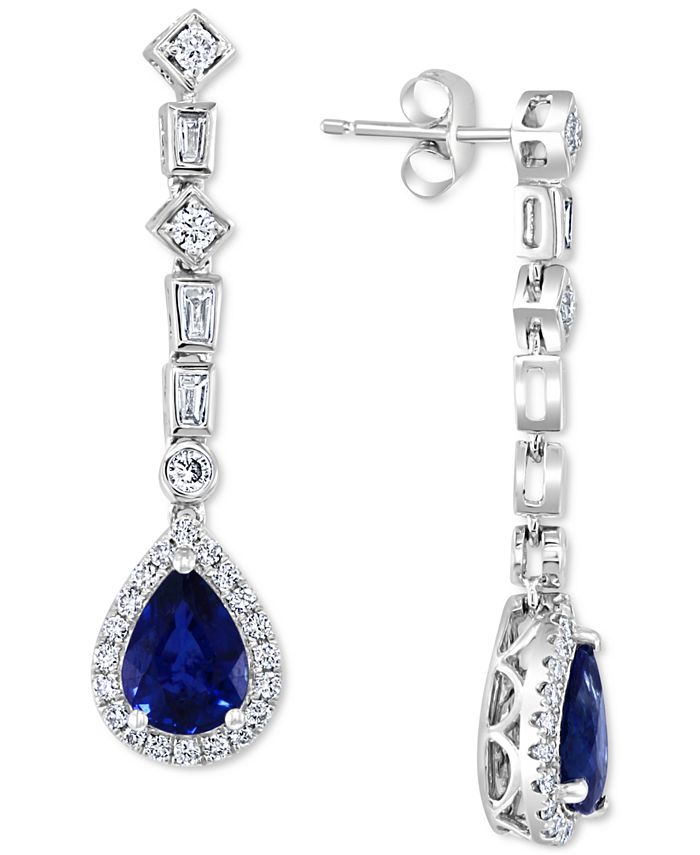 EFFY Collection - Sapphire (2-1/10 ct. t.w.) & Diamond (5/8 ct. t.w.) Drop Earrings in 14k White Gold