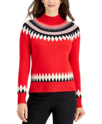 Charter Club Petite Fair Isle Turtleneck Sweater, Created for Macy's ...