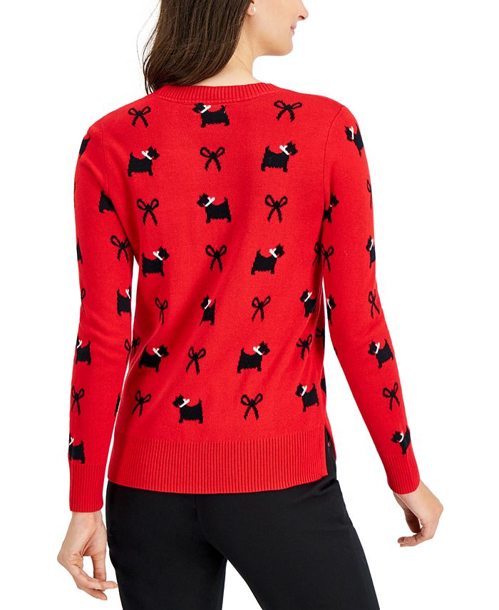 Charter Club Petite Scottie Dog & BowPrint Sweater, Created for Macy's