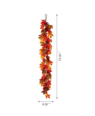 6' L Fall Lighted Maple Leaves Garland