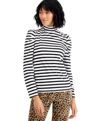 Charter Club - Petite Cotton Striped Turtleneck Top