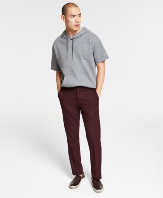 Slim-Fit Burgundy Solid Suit Pants 