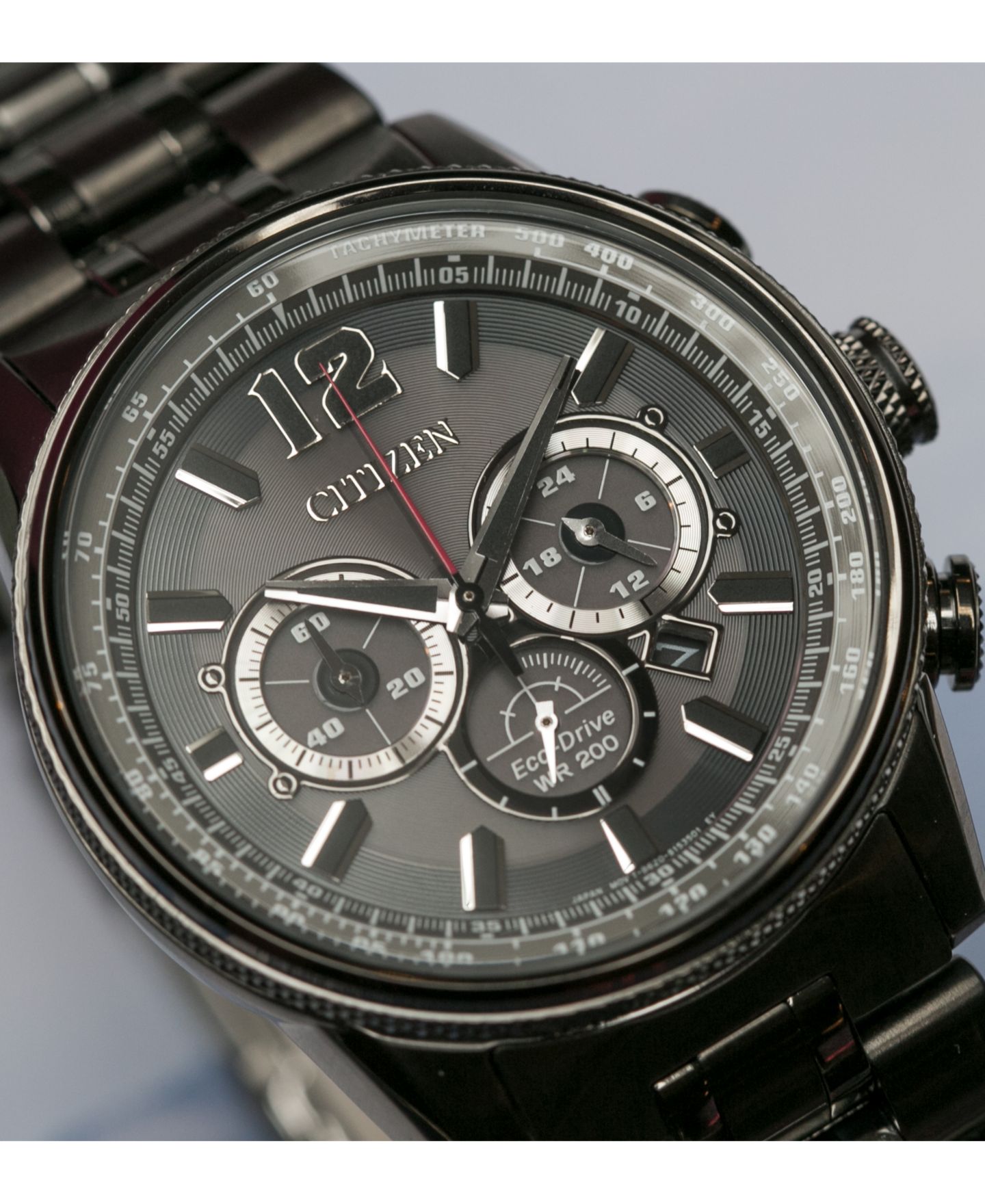 Мужские часы Citizen Eco-Drive Chronograph Nighthawk Gray Stainless Steel Bracelet Watch 43mm — фото 6