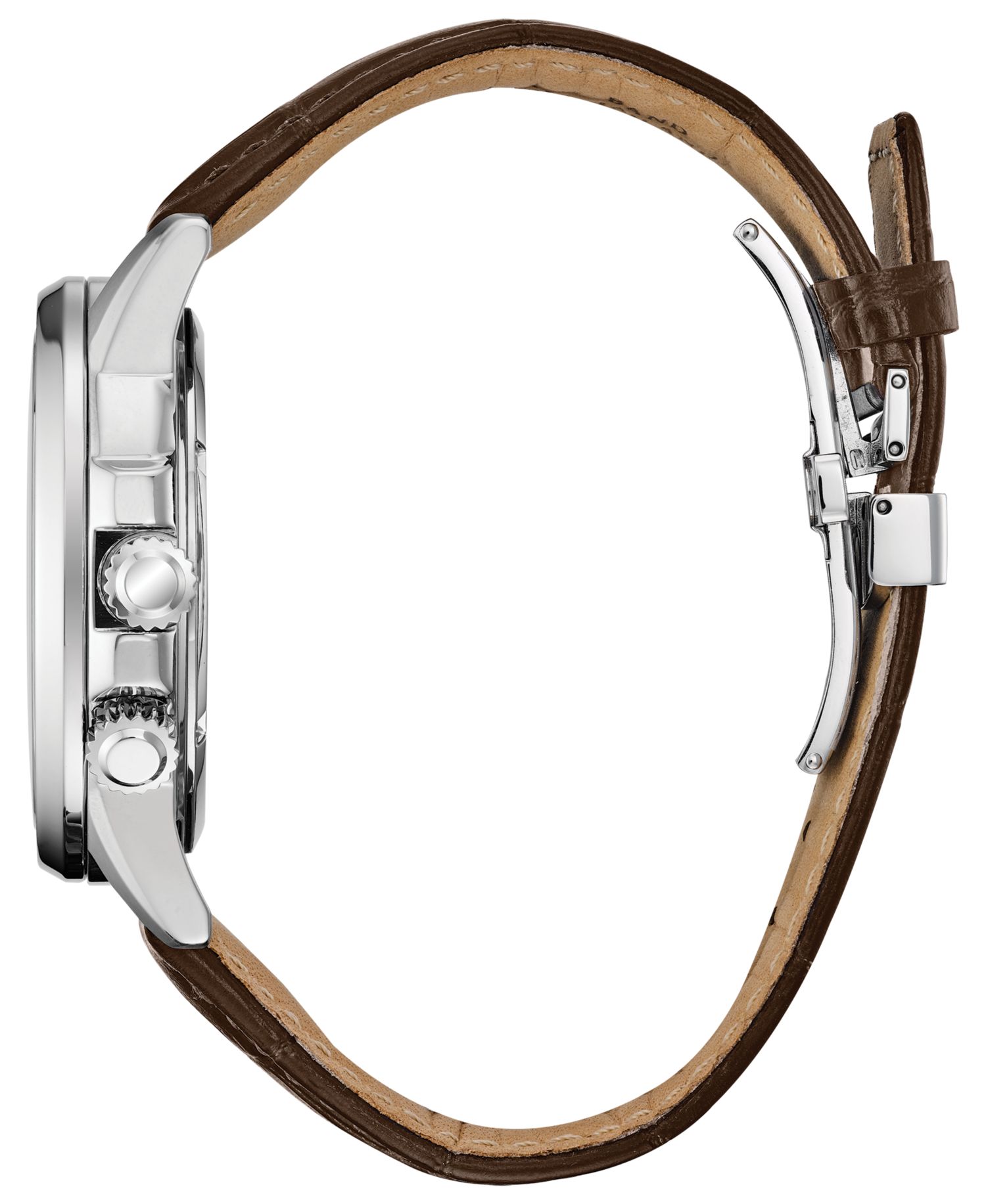 Eco-Drive Men's Calendrier Brown Leather Strap Watch 44mm
