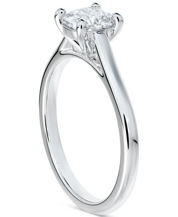 De Beers Forevermark - Diamond Cushion-Cut Cathedral Solitaire Engagement Ring (1/2 ct. t.w.) in 14k White Gold