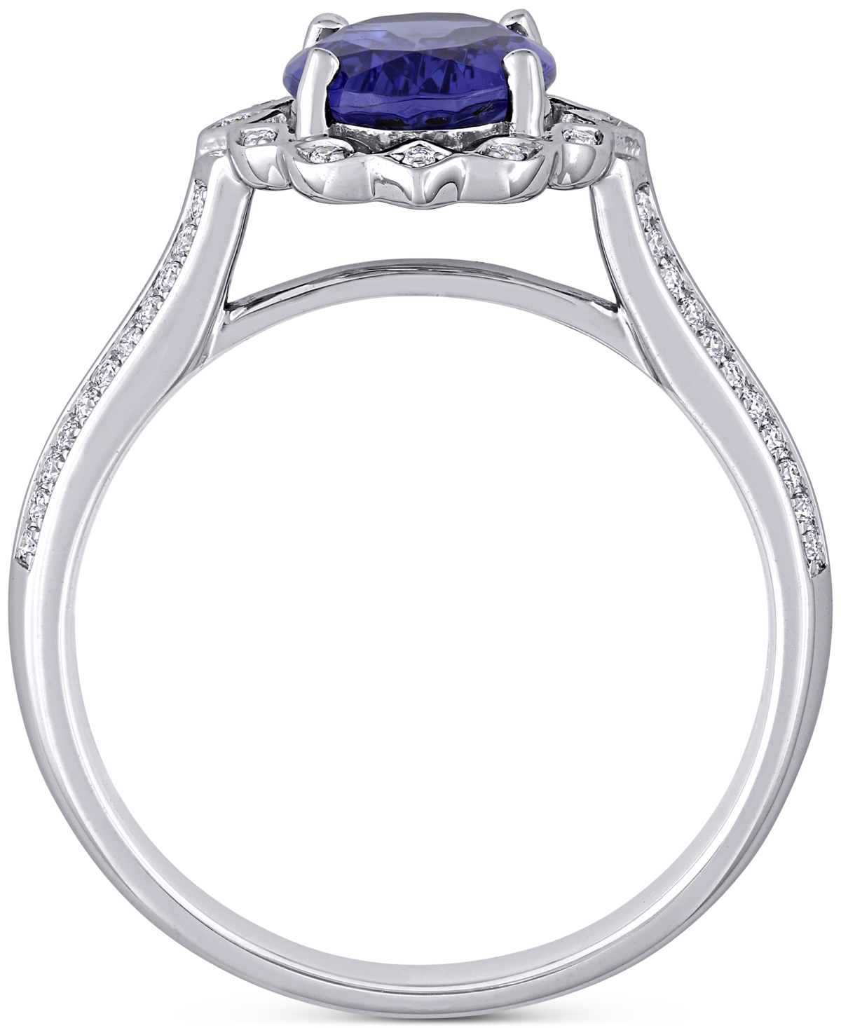 (1-4/5 ct. t.w.) & Diamond (1/6 ct. t.w.) Statement Ring in 14k White Gold - Tanzanite