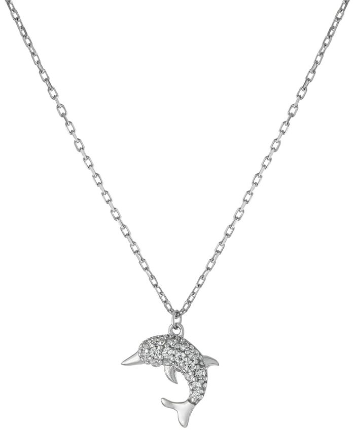 Giani Bernini Cubic Zirconia Dolphin Pendant Necklace in Sterling ...