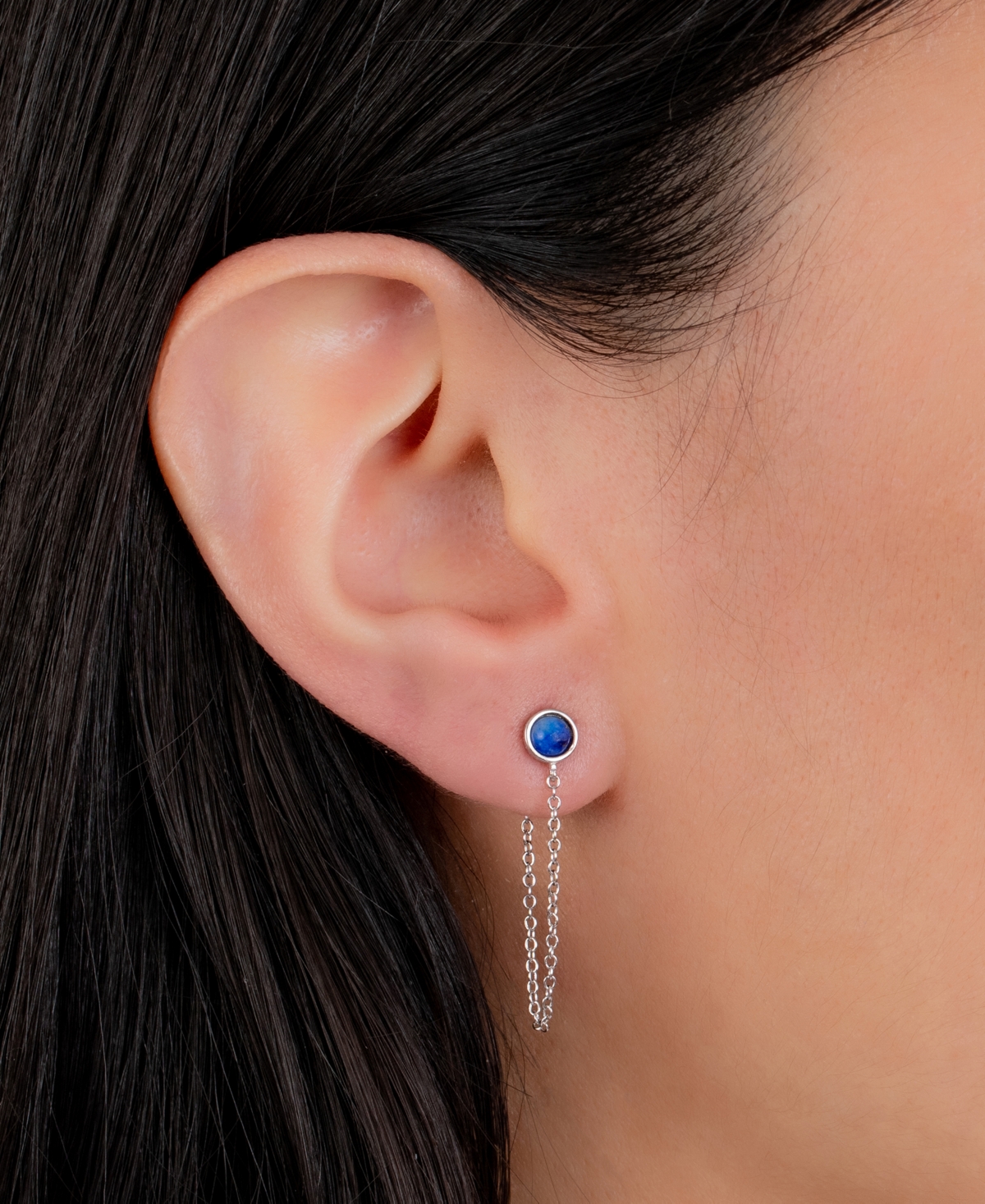 Giani BerniniFront & Back Chain Drop Earrings in Sterling Silver, Created for Macy's - Lapis