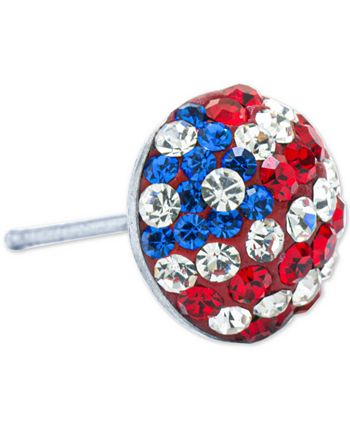 Giani Bernini - Cubic Zirconia Red, White, & Blue Stud Earrings in Sterling Silver