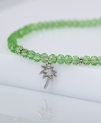 Giani Bernini - Green Crystal Bead Palm Tree Ankle Bracelet in Sterling Silver