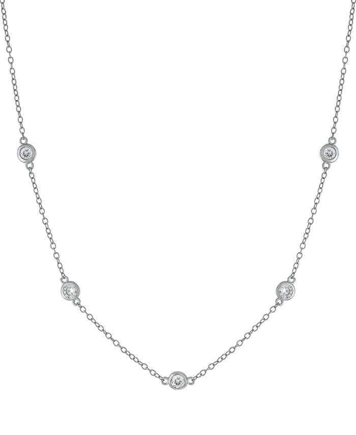 Cubic Zirconia Station Statement Necklace in Sterling Silver 16 2 extender Created for Macy s