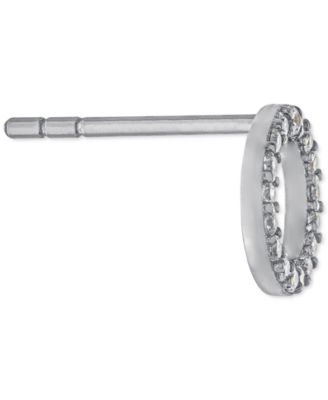 Cubic Zirconia Open Circle Stud Earrings in Sterling Silver