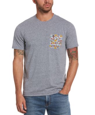 Textured Floral Graphic Pocket T-Shirt 