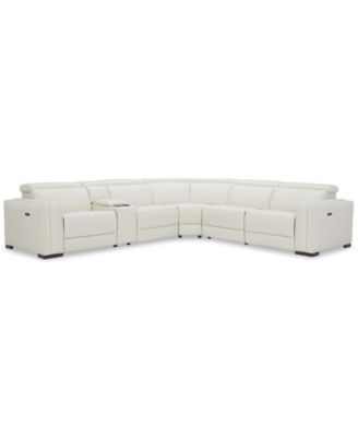 Furniture - Jenneth 6-Pc. Leather L Sectional with 3 Power Motion Recliners