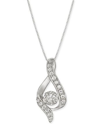 Macy's - Diamond Ribbon Pendant Necklace in 14k Gold, Rose Gold or White Gold (3/8 ct. t.w.)