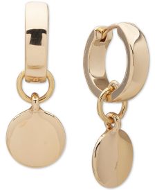 Gold-Tone Disc Charm Hoop Earrings