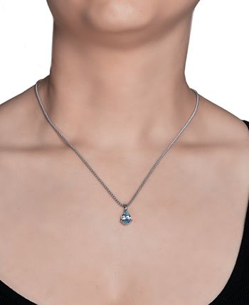 Macy's - Sky Blue Topaz Pear Pendant Necklace (2-1/2 ct. t.w.) in Sterling Silver, 17" + 1-1/5" extender