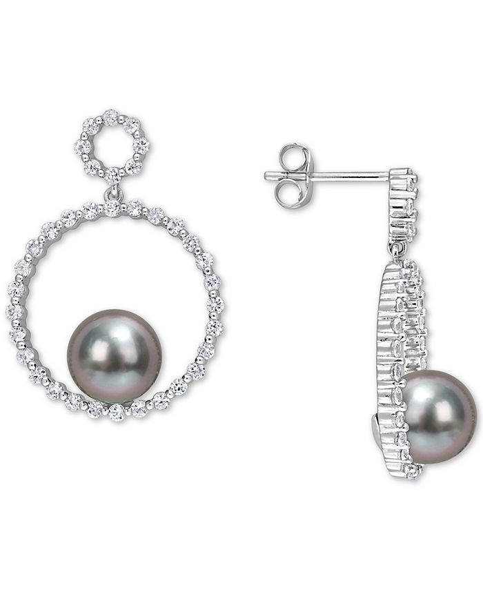 Macy s Black Cultured Tahitian Pearl 8mm White Sapphire 1 1