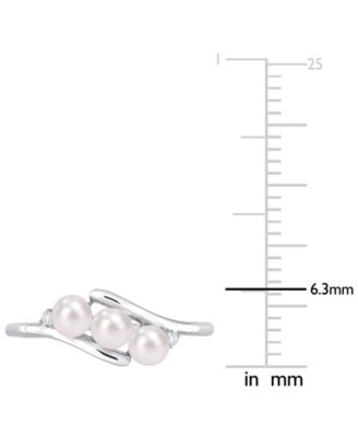 Cultured Freshwater Pearl (3-1/2-4mm) & Diamond Accent Bypass Ring in Sterling Silver
