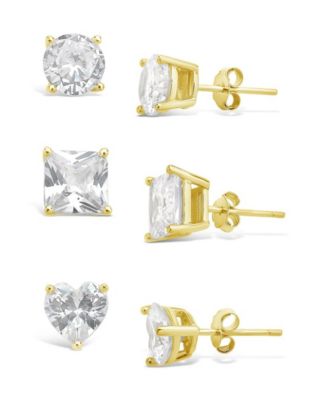 Women's Statement Cubic Zirconia Stud Earrings Set, Pack of 3