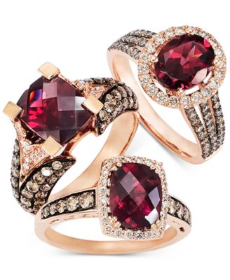 Raspberry Rhodolite&reg; Garnet (3 ct. t.w.), Chocolate Diamonds&reg; (1-1/5 ct. t.w.) and White Diamond Accent Ring in 14k Rose Gold (Also Available in 14K White Gold or 14K Gold)
