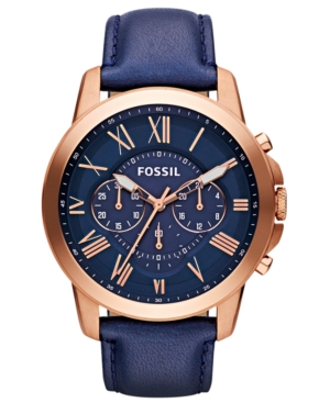 UPC 796483033290 product image for Fossil Men's Grant Navy Leather Strap Watch 44mm FS4835 | upcitemdb.com