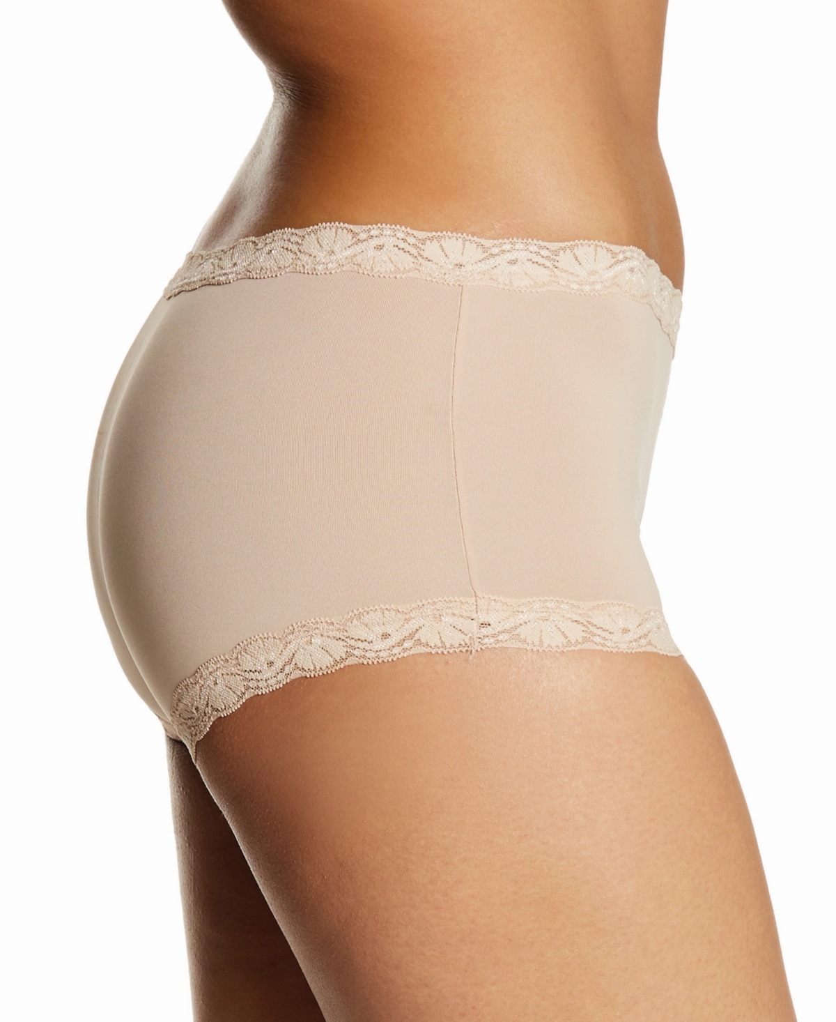 Maidenform Lace Trim Microfiber Boyshort Underwear  -(Nude 5)