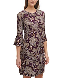Paisley-Print Bell-Sleeve Dress  